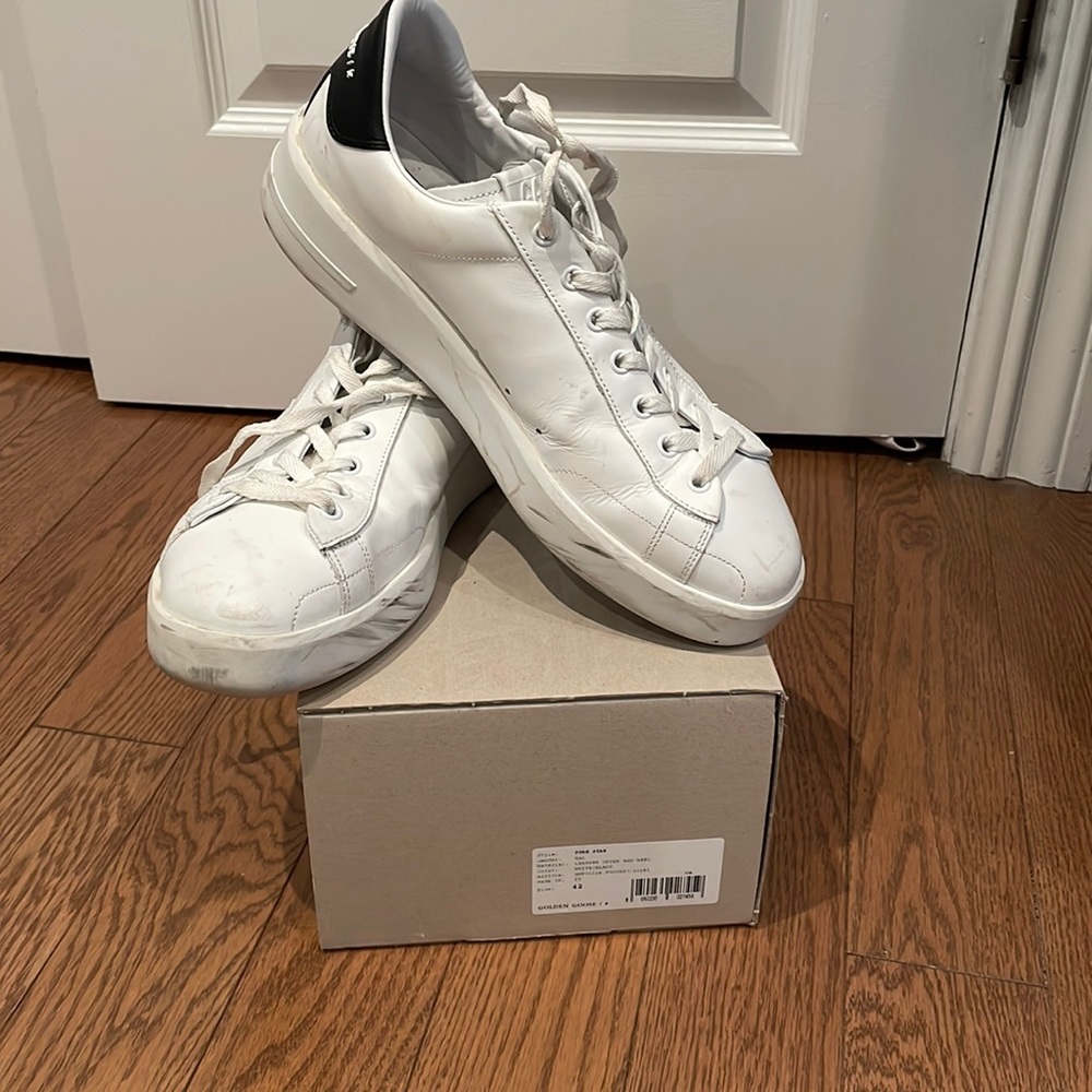 Mens golden goose pure star white and black size 9